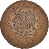 FRENCH STATES, ANTWERP, 5 Centimes, 1814, VF(30-35), Bronze