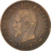 France, Napoleon III, Napolon III, 2 Centimes, 1857, Lille, EF(40-45), Bronze