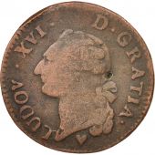 France, Louis XVI, Sol ou sou, Sol, 1786, Strasbourg, VF(20-25), Copper