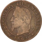 France, Napoleon III, Napolon III, Centime, 1862, Paris, VF(30-35), Bronze