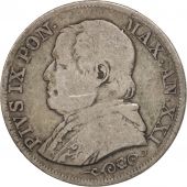 ITALIAN STATES, PAPAL STATES, Pius IX, Lira, 1866, Rome, VF(20-25), Silver