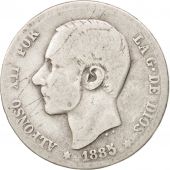 Espagne, Alfonso XII, Peseta, 1885, Madrid, TB, Argent, KM:686