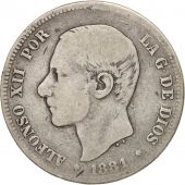 Espagne, Alfonso XII, 2 Pesetas, 1881, Madrid, B+, Argent, KM:678.2