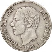 Espagne, Alfonso XII, 2 Pesetas, 1882, Madrid, TTB, Argent, KM:678.2
