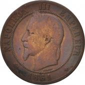 France, 10 Centimes, 1861, Strasbourg, VG(8-10), Bronze, KM:798.2, Gadoury:253
