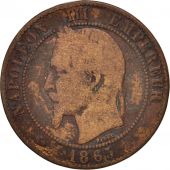France, 10 Centimes, 1865, Strasbourg, B, Bronze, KM:798.2, Gadoury:253