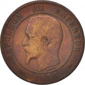 France, 10 Centimes, 1856, Strasbourg, B+, Bronze, KM:771.3, Gadoury:248