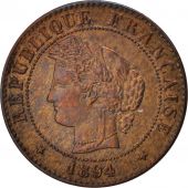 France, Crs, Centime, 1894, Paris, AU(55-58), Bronze, KM:826.1, Gadoury:88
