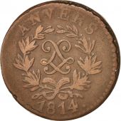 FRENCH STATES, ANTWERP, 5 Centimes, 1814, Anvers, VF(30-35), Bronze