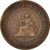 FRENCH INDO-CHINA, Cent, 1886, Paris, VF(20-25), Bronze, KM:1, Lecompte:38