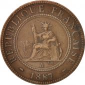 FRENCH INDO-CHINA, Cent, 1887, Paris, TB+, Bronze, KM:1, Lecompte:39