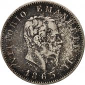Italy, Vittorio Emanuele II, Lira, 1863, Milan, VF(30-35), Silver, KM:5a.1