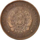 Argentine, 2 Centavos, 1891, TB+, Bronze, KM:33