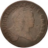 France, Louis XV, Sol au buste enfantin, Sol, 1719, Paris, VF(20-25), Copper