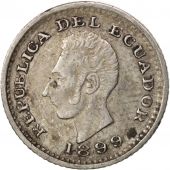 Ecuador, 1/2 Decimo, Medio, 1899, Lima, Lima, AU(55-58), Silver, KM:55.1