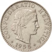 Switzerland, 20 Rappen, 1955, Bern, AU(50-53), Copper-nickel, KM:29a