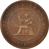 FRENCH INDO-CHINA, Cent, 1887, Paris, VF(30-35), Bronze, KM:1, Lecompte:39