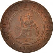 FRENCH INDO-CHINA, Cent, 1887, Paris, AU(55-58), Bronze, KM:1, Lecompte:39