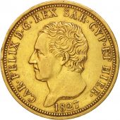 ITALIAN STATES, SARDINIA, Carlo Felice, 80 Lire, 1827, Torino, AU(55-58), Gold