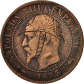 France, Napoleon III, Napolon III, 10 Centimes, 1853, Lyon, TB+, Bronze