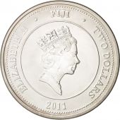 Fiji, Elizabeth II, 2 Dollars, 2011, New Zealand, MS(65-70), Silver, KM:151