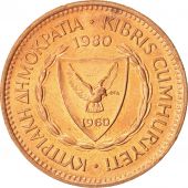 Chypre, 5 Mils, 1980, SPL, Bronze, KM:39