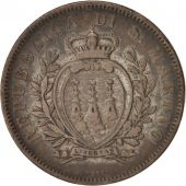San Marino, 10 Centesimi, 1875, VF(30-35), Copper, KM:2