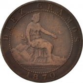 Spain, Provisional Government, 10 Centimos, 1870, VF(20-25), Copper, KM:663
