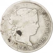 Espagne, Isabel II, 40 Centimos, 1865, Madrid, B+, Argent, KM:628.2