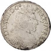 France, Louis XIV, cu aux 3 couronnes, Ecu, 1709, Rennes, AU(55-58), Silver