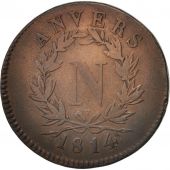 FRENCH STATES, ANTWERP, 10 Centimes, 1814, Anvers, VF(30-35), Bronze, KM:5.2