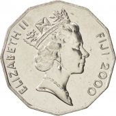 Fiji, Elizabeth II, 50 Cents, 2000, MS(64), Nickel Bonded Steel, KM:54a