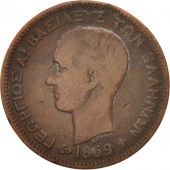 Grce, George I, 5 Lepta, 1869, Strassburg, TB, Cuivre, KM:42