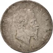 Italy, Vittorio Emanuele II, 5 Lire, 1874, Milan, VF(30-35), Silver, KM:8.3
