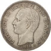 Grce, George I, 5 Drachmai, 1876, Paris, TB, Argent, KM:46