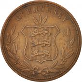Guernsey, 8 Doubles, 1864, Heaton, Birmingham, TTB, Bronze, KM:7