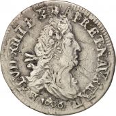 France, Louis XIV, 4 Sols aux 2 L, 4 Sols, 1696, Lille, EF(40-45), Silver