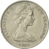 New Zealand, Elizabeth II, 20 Cents, 1974, EF(40-45), Copper-nickel, KM:36.1