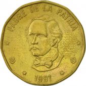 Dominican Republic, Peso, 1991, AU(50-53), Brass, KM:80.1