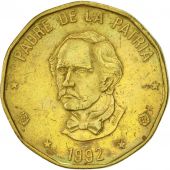 Dominican Republic, Peso, 1992, AU(50-53), Brass, KM:80.1