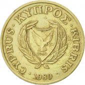 Cyprus, 20 Cents, 1989, AU(55-58), Nickel-brass, KM:62.1