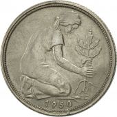 GERMANY - FEDERAL REPUBLIC, 50 Pfennig, 1950, Karlsruhe, EF(40-45)