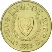 Chypre, 2 Cents, 1992, SUP, Nickel-brass, KM:54.3
