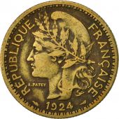 Togo, 2 Francs, 1924, Paris, EF(40-45), Aluminum-Bronze, KM:3
