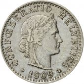 Switzerland, 20 Rappen, 1909, Bern, AU(50-53), Nickel, KM:29