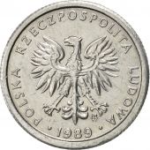 Poland, Zloty, 1989, Warsaw, AU(55-58), Aluminum, KM:49.3