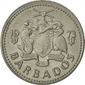 Barbados, 25 Cents, 1973, Franklin Mint, AU(50-53), Copper-nickel, KM:13