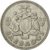 Barbados, 25 Cents, 1980, Franklin Mint, AU(50-53), Copper-nickel, KM:13