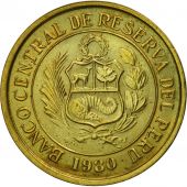 Peru, 5 Soles, 1980, Lima, AU(55-58), Brass, KM:271