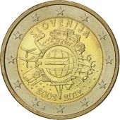 Slovenia, 2 Euro, 10 ans de lEuro, 2012, MS(60-62), Bi-Metallic